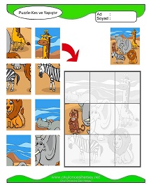 Puzzle Kes Yapıştır Çalışma Sayfaları